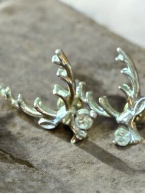 Silver Antler Stud Earrings - Women Jewelry